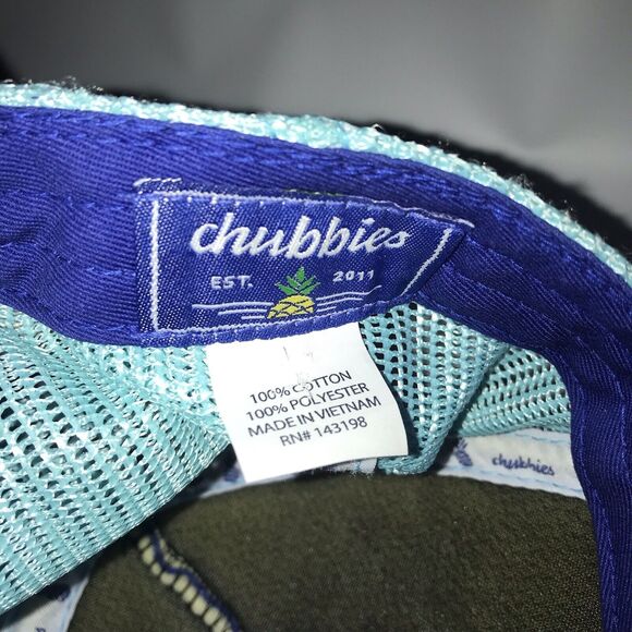 Chubbies Hat Cap Blue Snap Back Trucker Adjustable Teal‎ Pink White Palm Trees - Picture 7 of 8